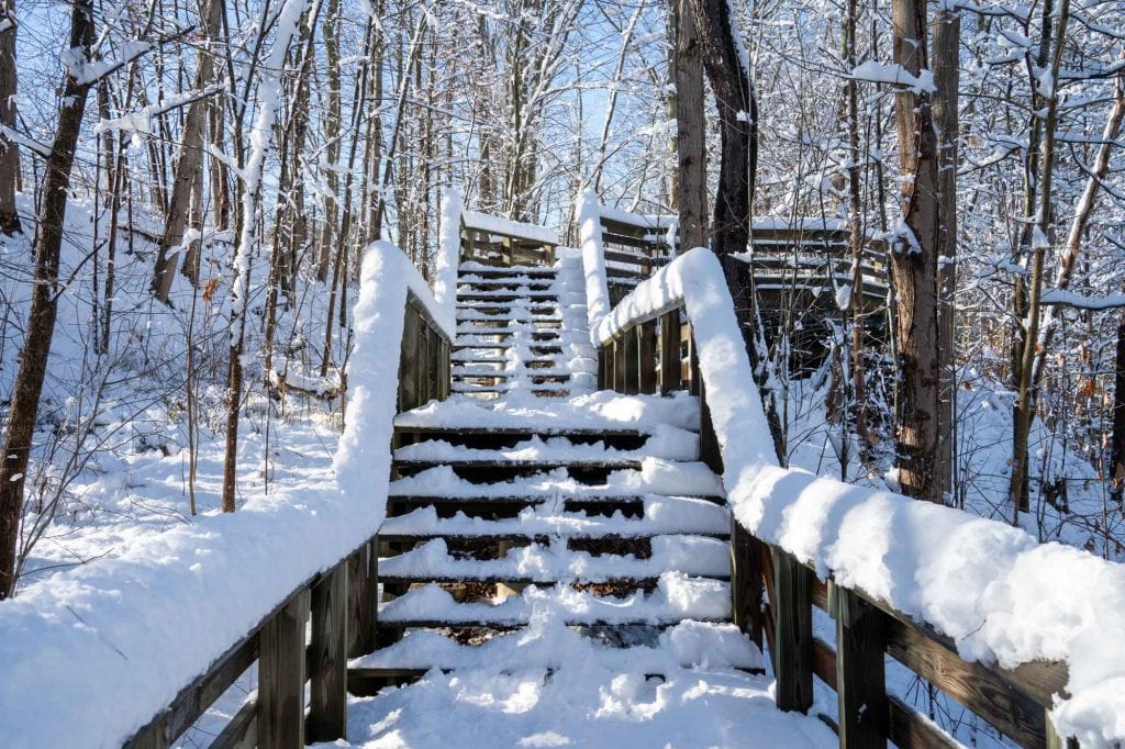 Sendero de Brandywine Falls en la nieve